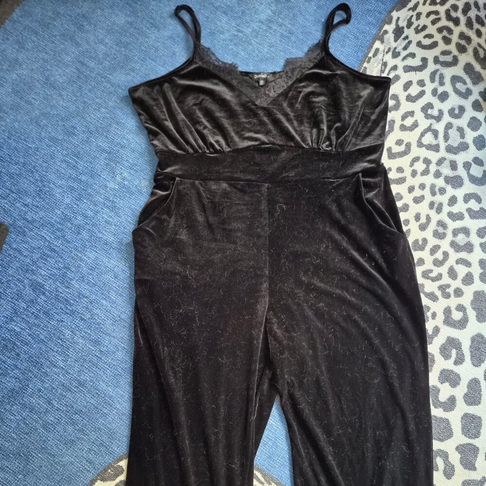 Wide Leg Velvet Jumpsuit
